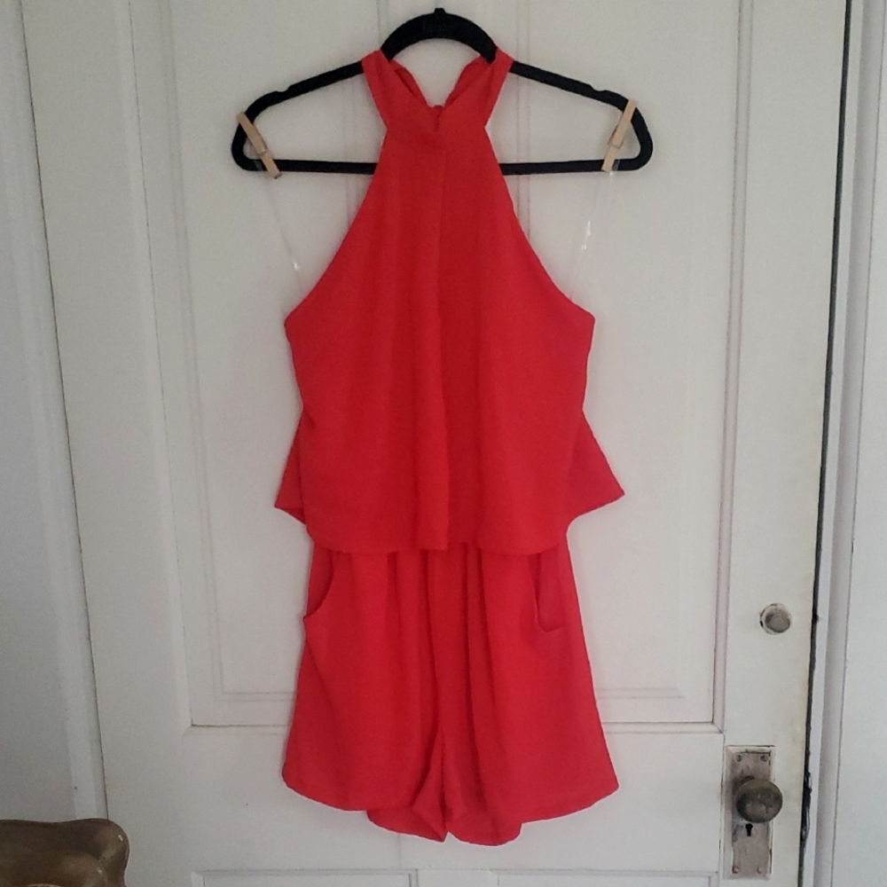 Tyche Red Halter Romper